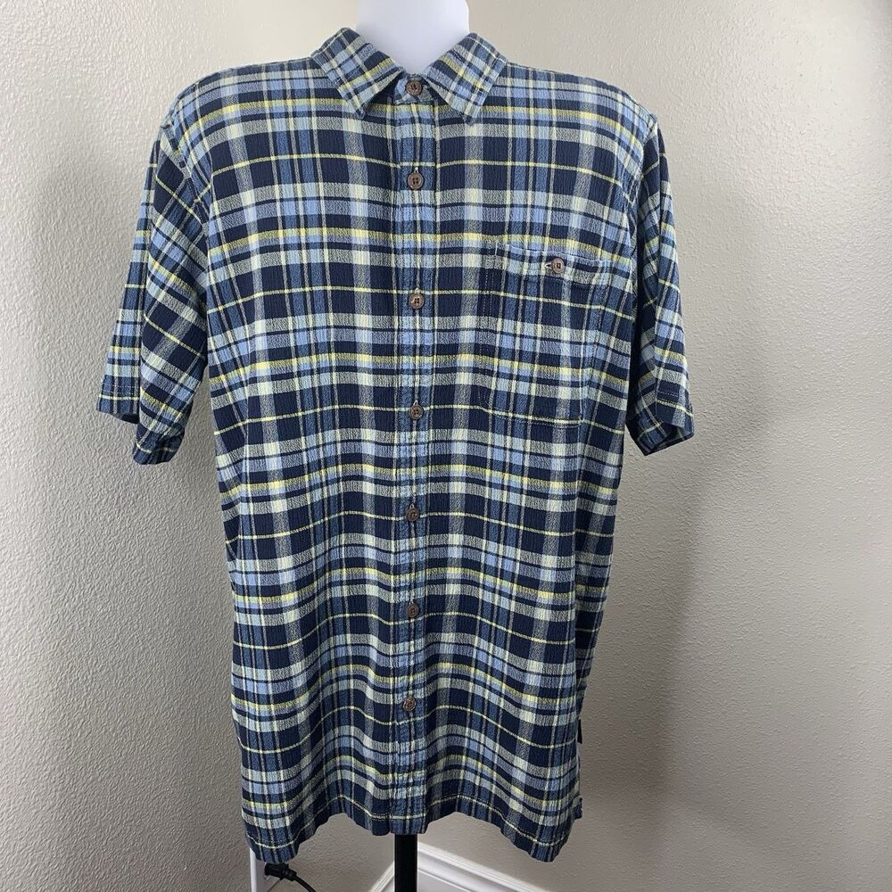Patagonia Organic Cotton Short Sleeve Plaid Button Up Shirt Collared Men’s Sz L